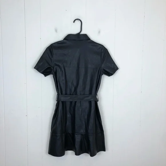 Miss Selfridge Faux Leather Shirt Dress Sz 2P - Picture 10 of 10